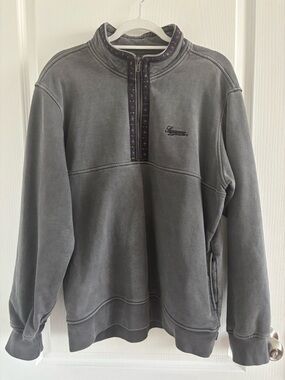 Supreme Gray Quarter-Zip Sweater with Purple Trim